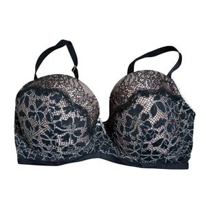 Victorias Secret Dream Angels Lined Demi Bra‎ Black Lace Floral 32DDD Lingerie